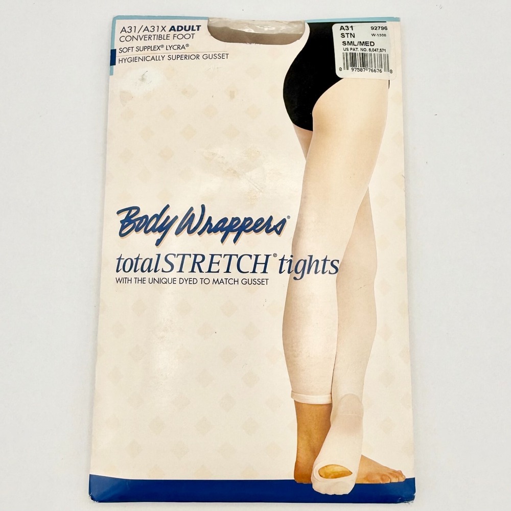 Body Wrappers Total Stretch Convertible Dance Tights Spandex BEIGE A31 SML/MED